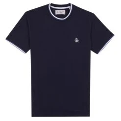 Original Penguin Stcker Pete Tipped Ringer Organic Cotton T-Shirt In Dark Sapphire