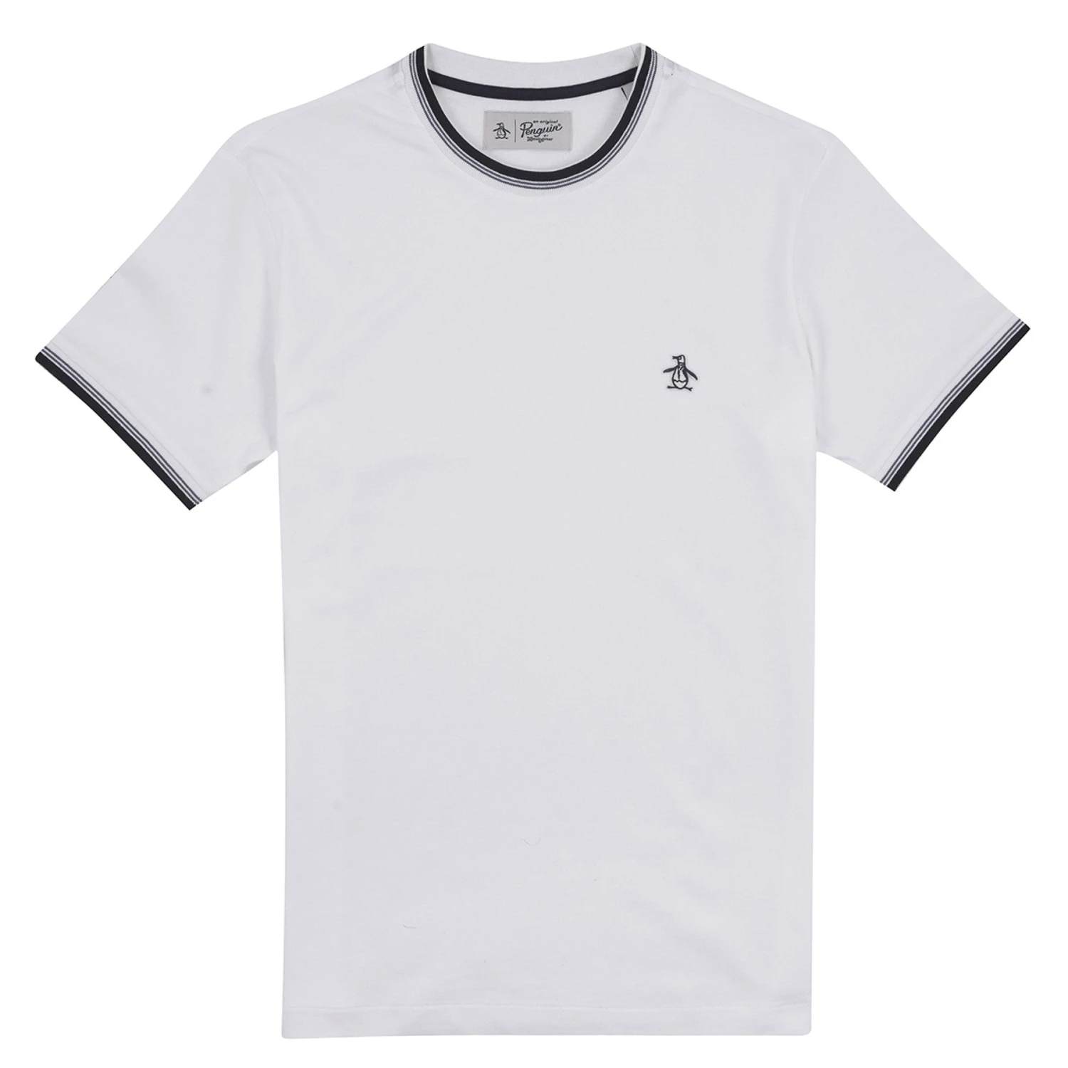Original Penguin Sticker Pete Tipped Ringer Organic Cotton T-Shirt In Bright White