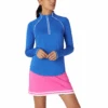 Original Penguin Women's Solid Long Sleeve Tennis Shirt With Sun Protection In Nebulas Blue