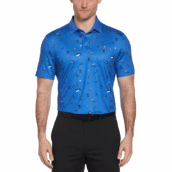 Original Penguin Novelty Golf Print Short Sleeve Golf Polo Shirt In Nebulas