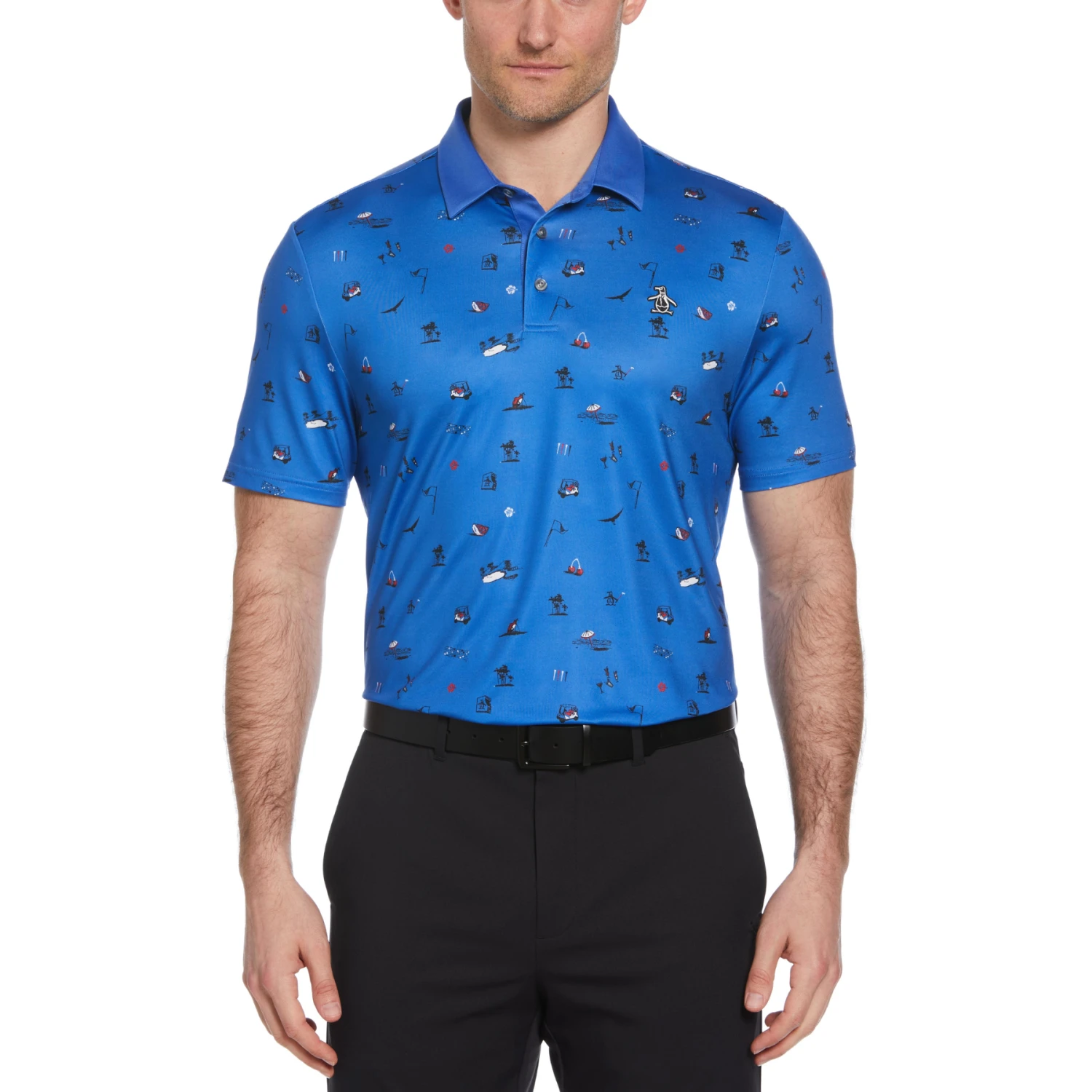 Original Penguin Novelty Golf Print Short Sleeve Golf Polo Shirt In Nebulas