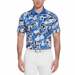 Original Penguin Bunker Print Short Sleeve Golf Polo Shirt In Nebulas