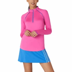 Original Penguin Women's Solid Long Sleeve Tennis Shirt With Sun Protection In Cheeky Pink
