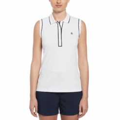 Original Penguin Women's Veronica Sleeveless Golf Polo Shirt In Bright White