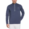 Original Penguin Earl 1/4 Zip Long Sleeve Golf Pullover Jumper In Black Iris Bijou Heather