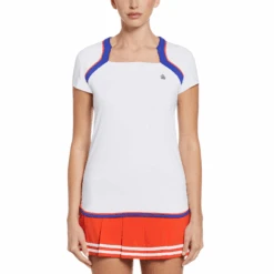 Original Penguin Women's Round Neckline Golf T-Shirt In Bright White