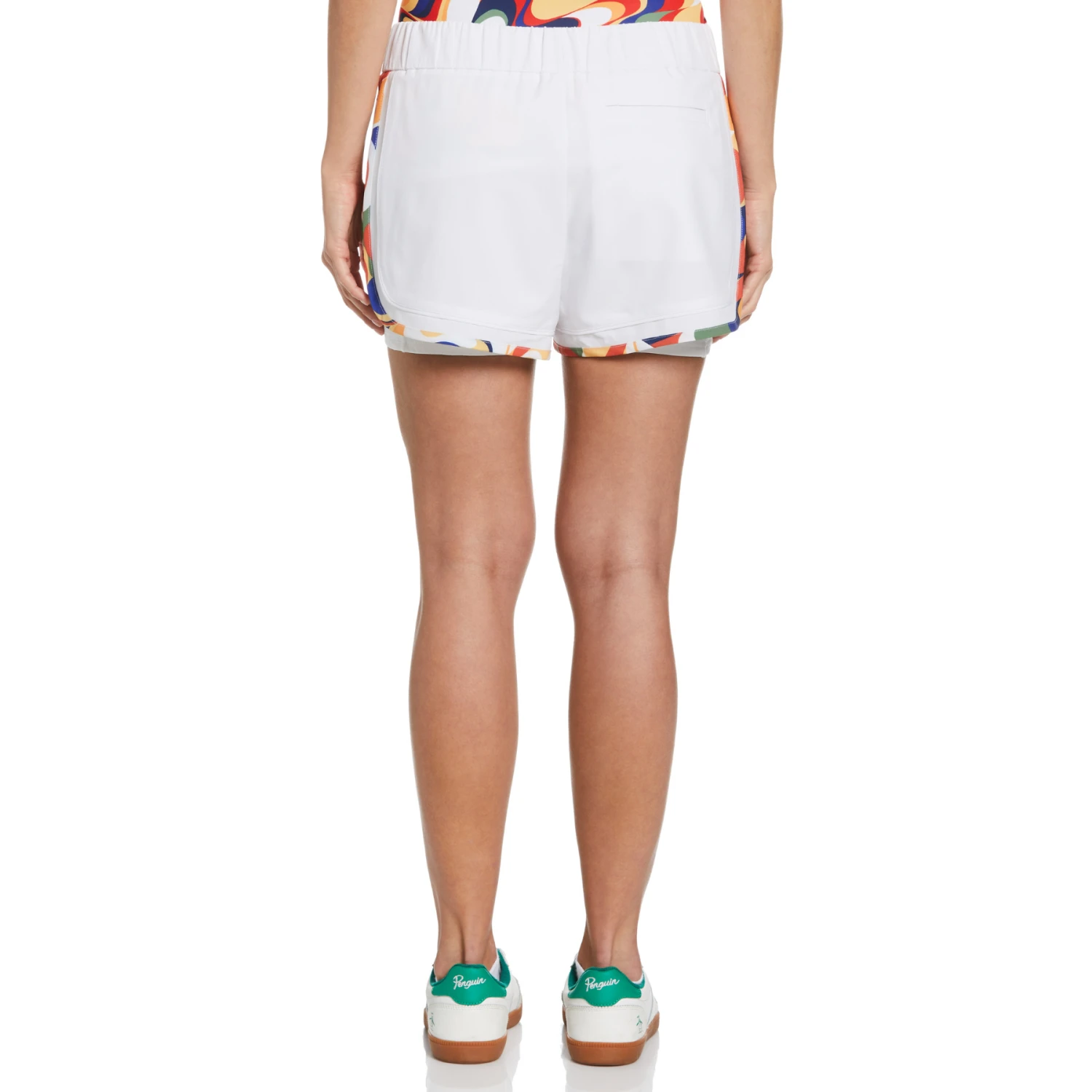 Original Penguin Women's Abstract Print Essential Solid Tennis Short In Bright White - Image 2