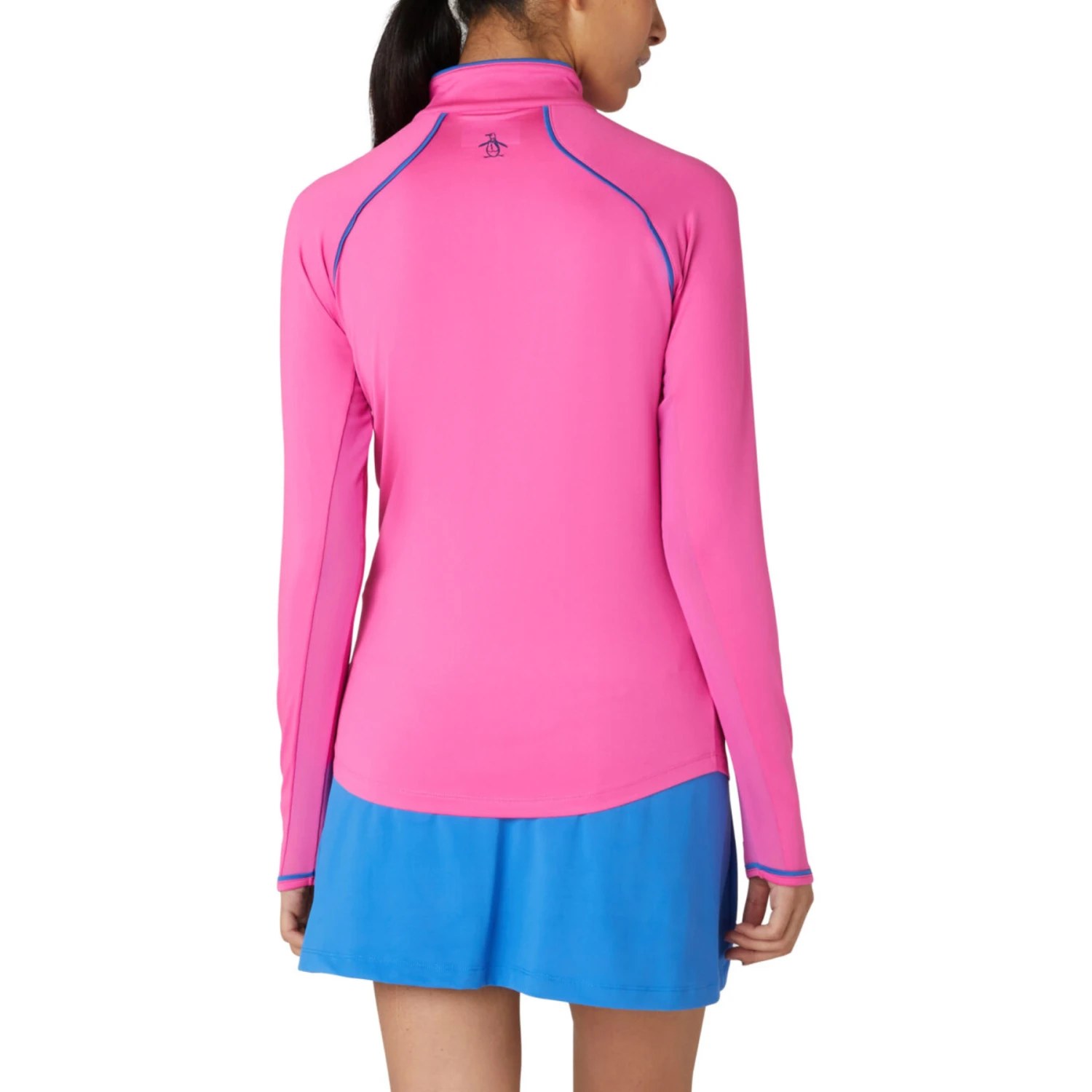 Original Penguin Women's Solid Long Sleeve Tennis Shirt With Sun Protection In Cheeky Pink - Image 2