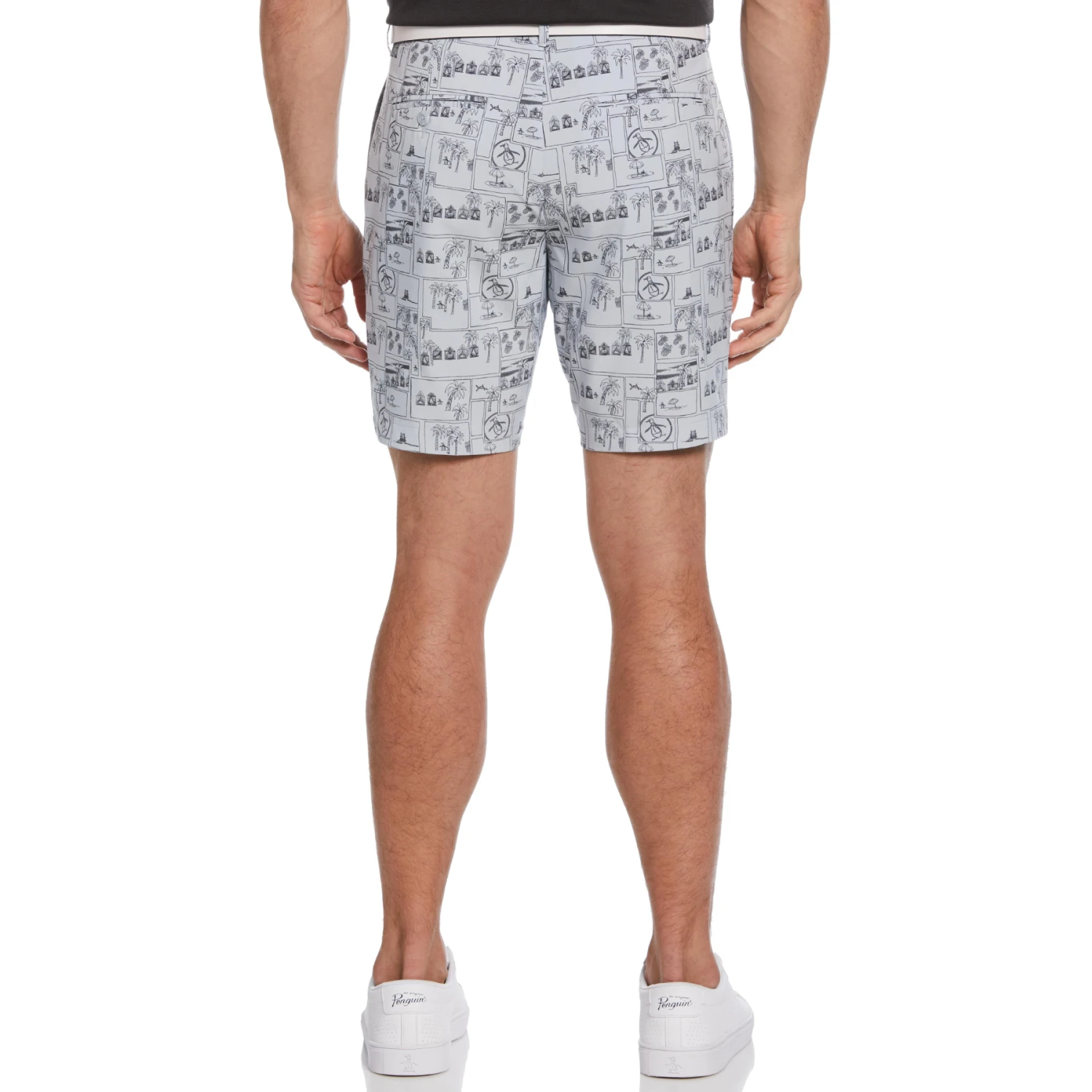 Original Penguin Heritage Beach Club Print 8" Golf Shorts In Gray Dawn - Image 2