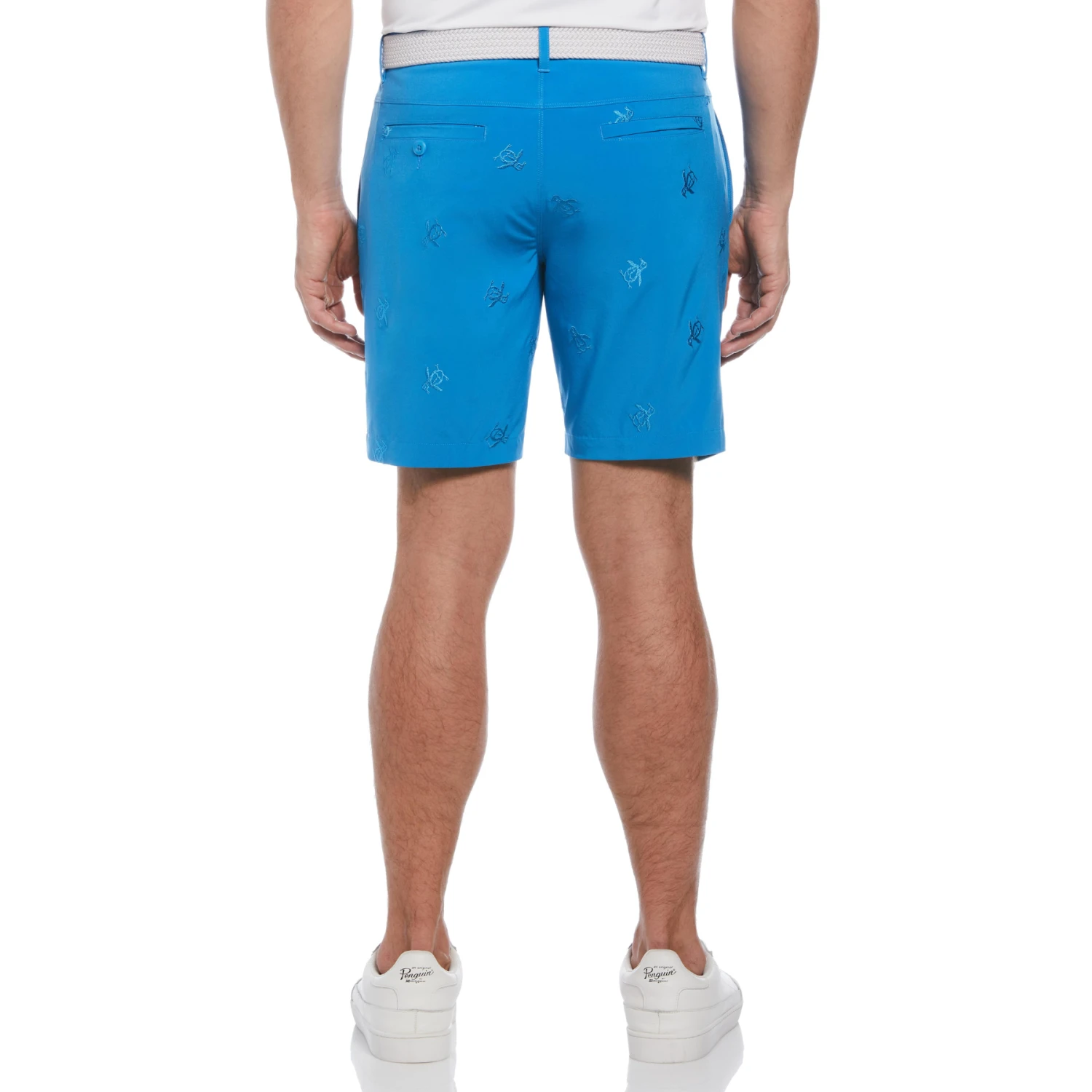 Original Penguin Pete Embroidered Golf Shorts In Mediterranian Blue - Image 2