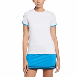 Original Penguin Women's Performance Tennis T-Shirt With Mesh Sleeves In Bright White