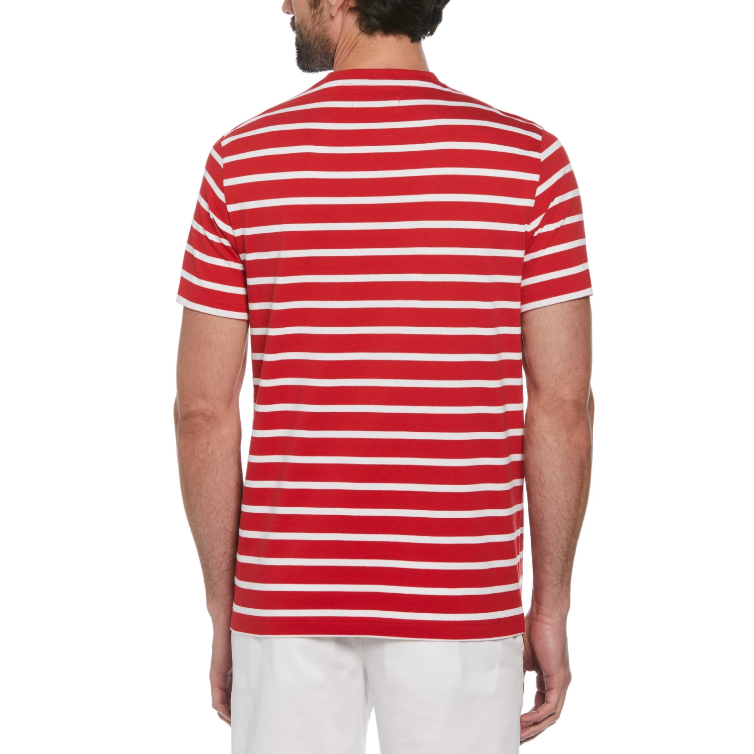Original Penguin Organic Cotton Breton Striped T-Shirt In Salsa - Image 2