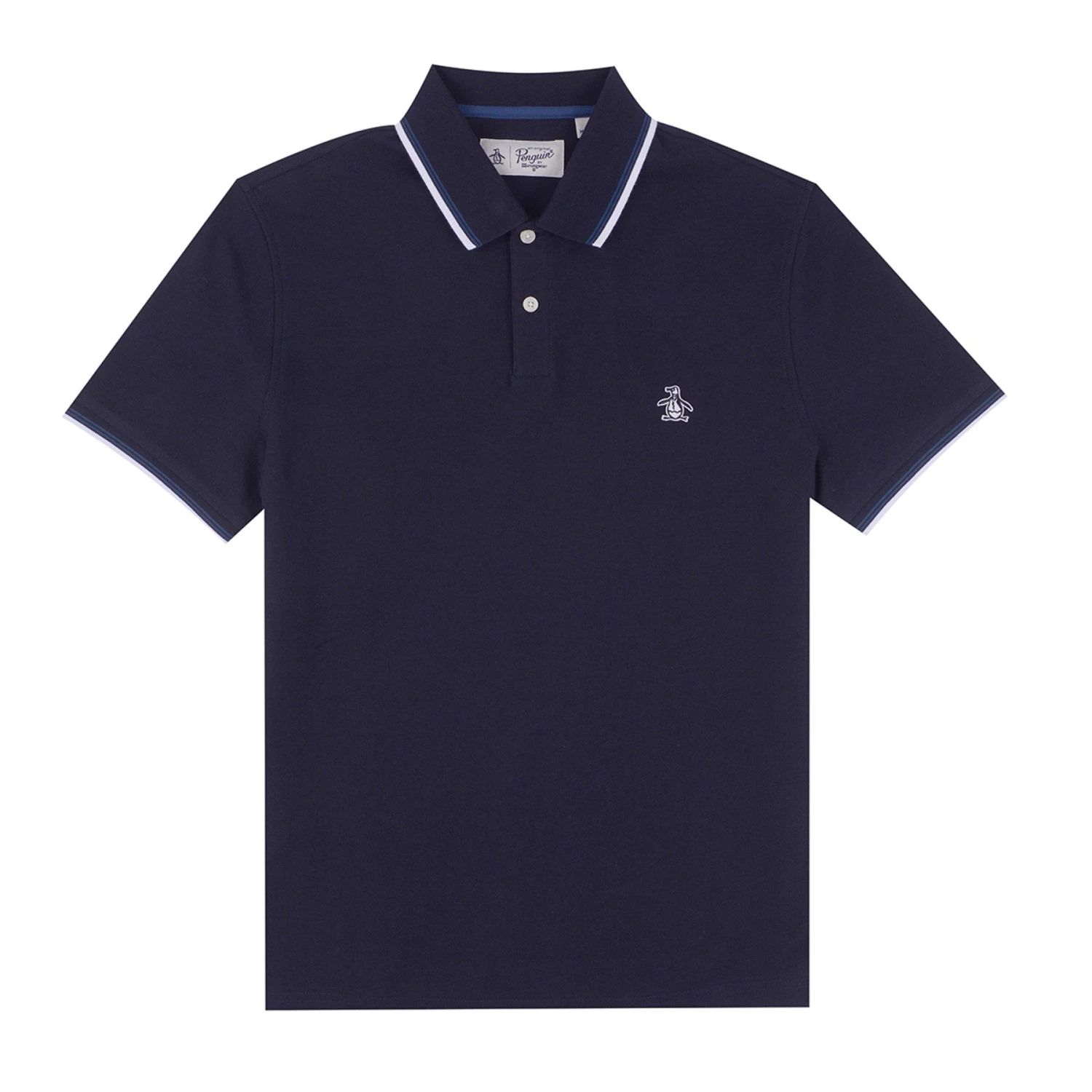 Original Penguin Sticker Pete Organic Cotton Polo Shirt In Dark Sapphire - Image 4