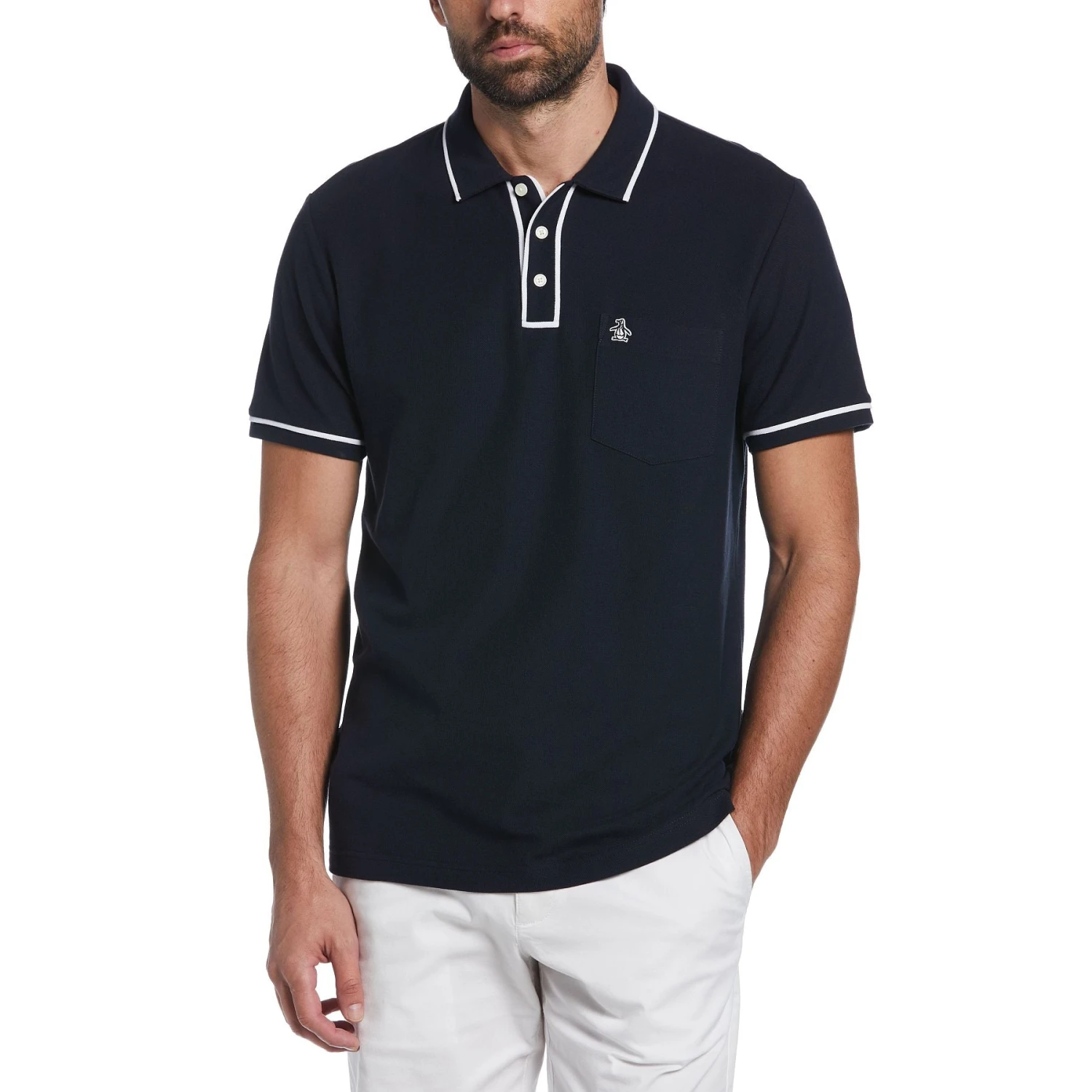 Original Penguin The Earl Organic Cotton Pique Polo Shirt In Dark Sapphire