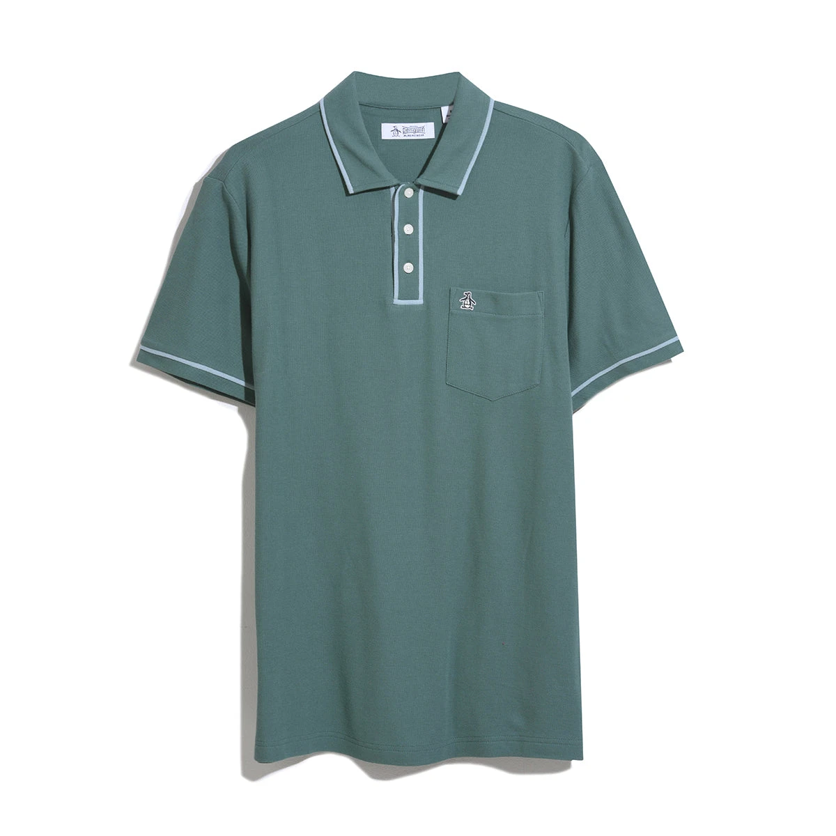 Original Penguin Organic Cotton The Earl Pique Short Sleeve Polo Shirt In Sea Pine - Image 4