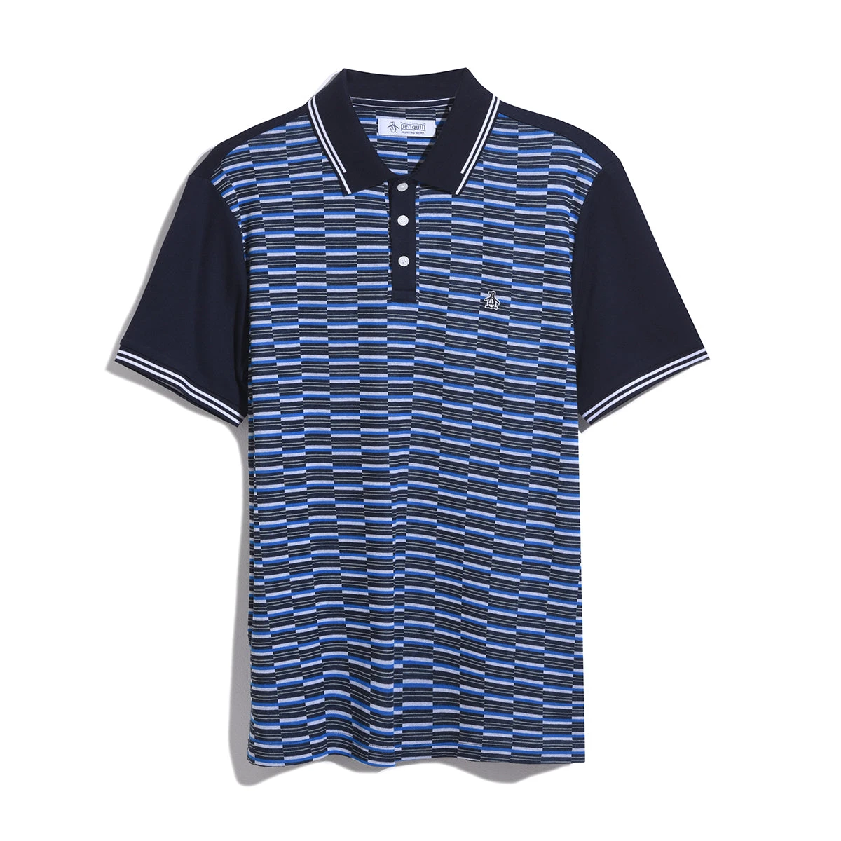 Original Penguin Jacquard Front Interlock Short Sleeve Polo Shirt In Dark Sapphire - Image 4