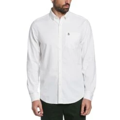 Original Penguin Ecovero Oxford Stretch Shirt In Bright White