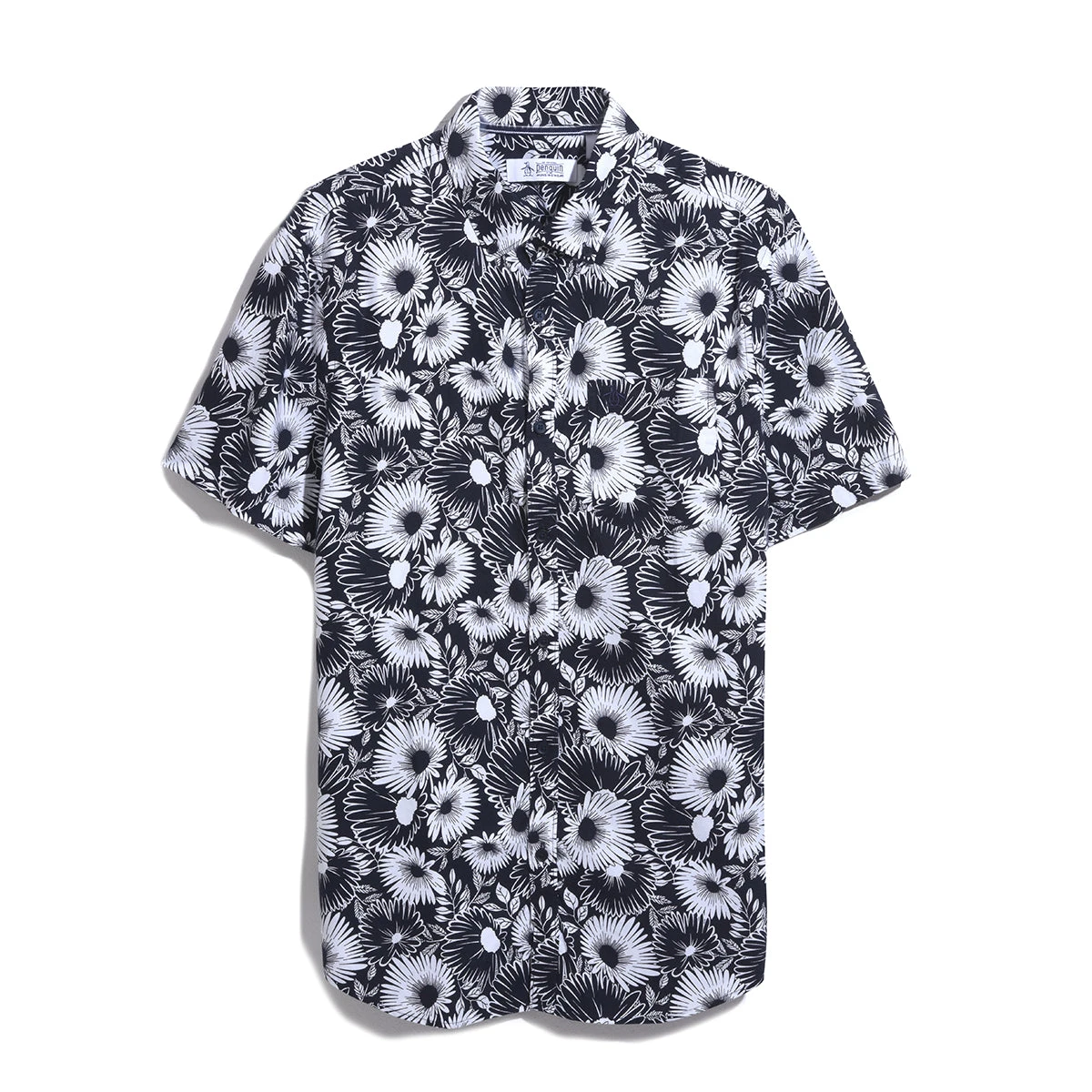 Original Penguin Ecovero Floral Print Short Sleeve Button-Down Shirt In Dark Sapphire - Image 4