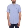 Original Penguin Ecovero Oxford Stretch Short Sleeve Button-Down Shirt In Amparo Blue