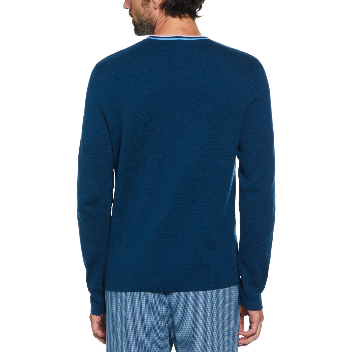 Original Penguin Slim Fit Tipper Collar Jumper In Poseidon Blue - Image 2