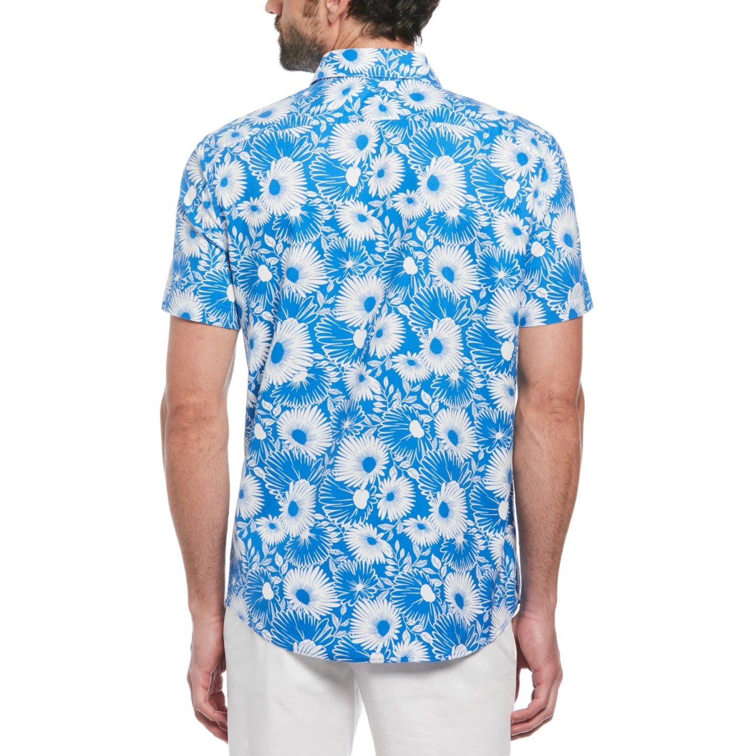 Original Penguin Ecovero Floral Print Short Sleeve Button-Down Shirt In Skydiver - Image 2