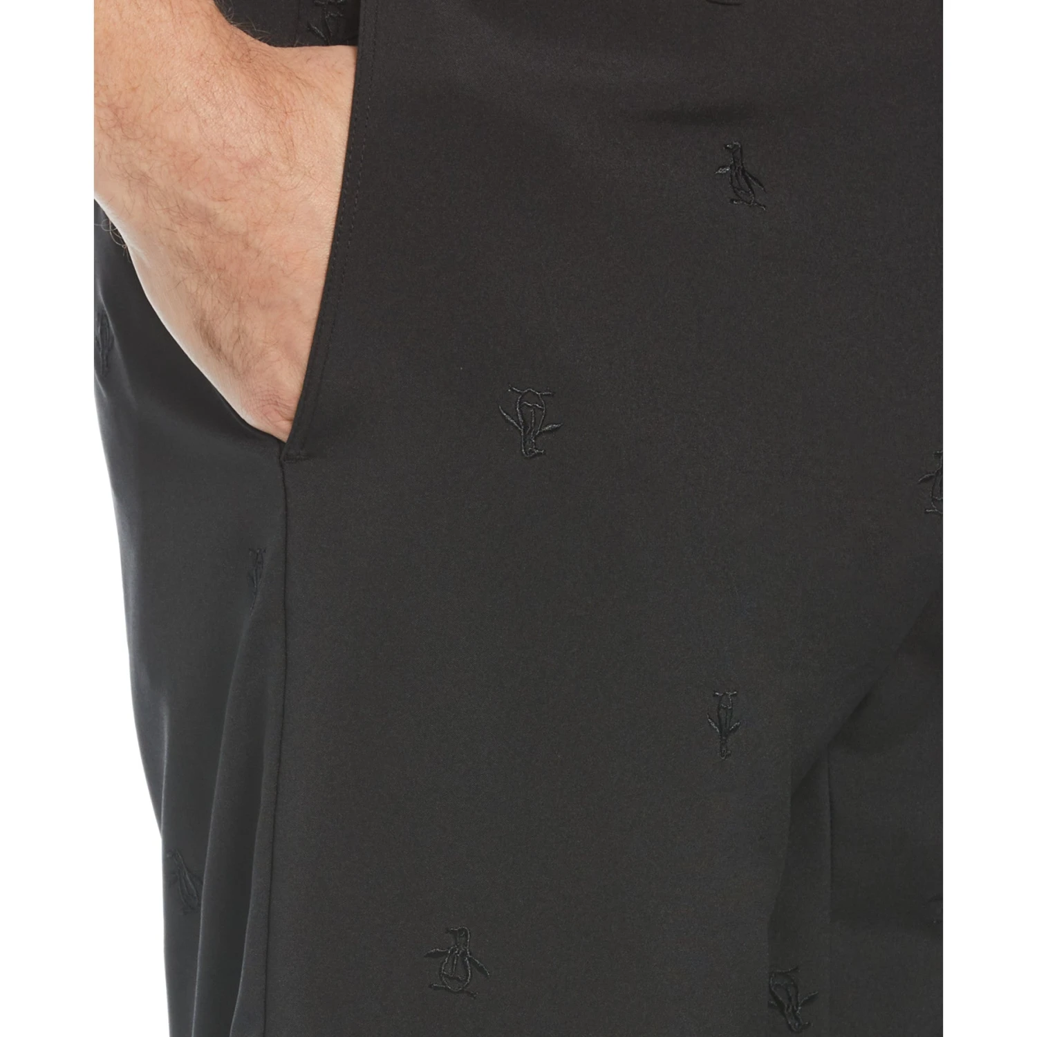 Original Penguin Allover Embroidered Pete 9" Golf Short In Caviar - Image 3