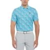 Original Penguin Martini Print Golf Polo Shirt In Blue Atoll