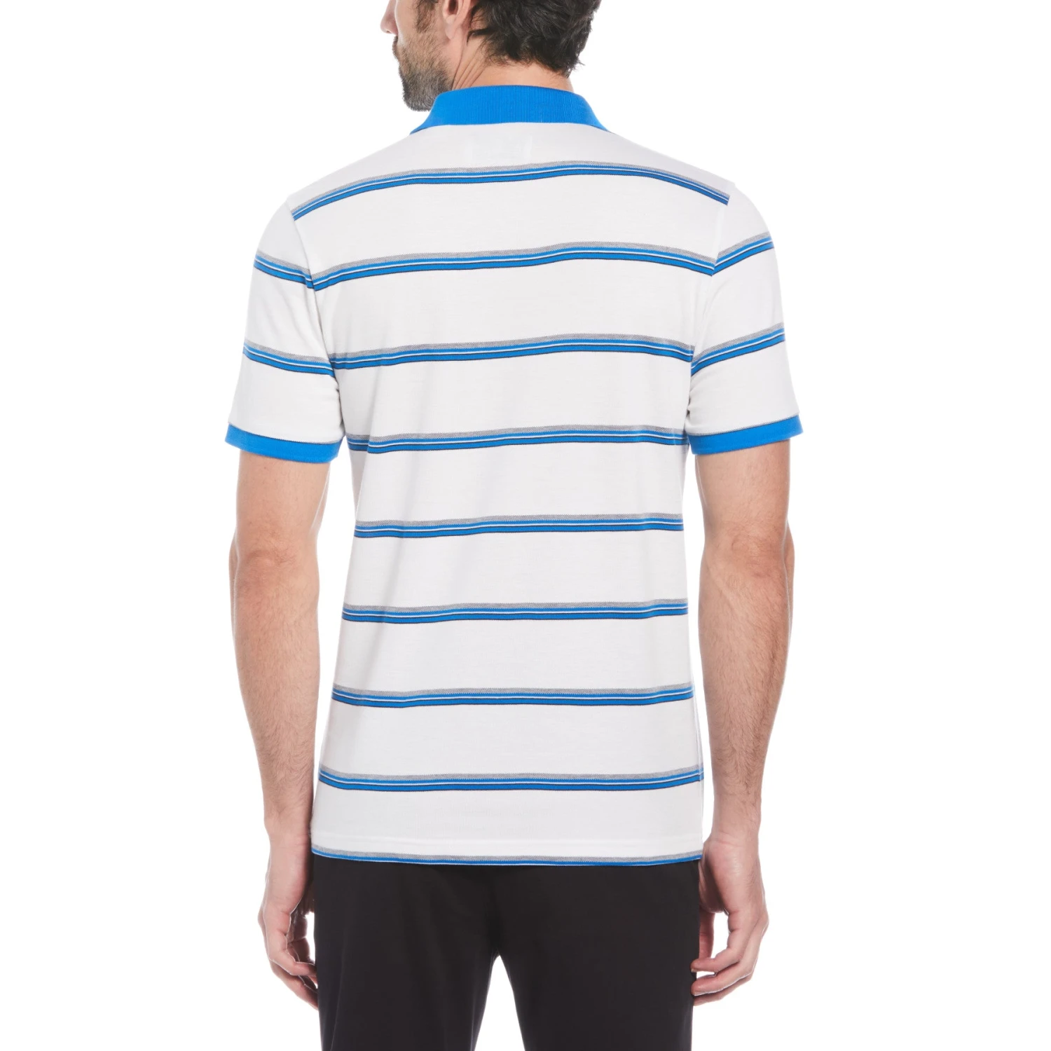 Original Penguin Birdseye Pique Striped Pattern Polo Shirt In Bright White - Image 2