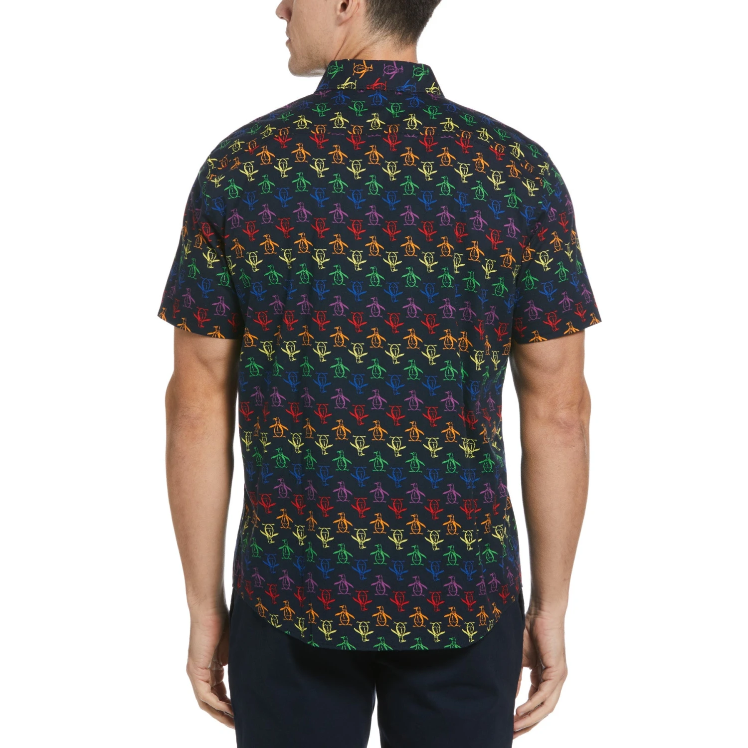 Original Penguin Rainbow Pete Print Shirt In Dark Sapphire - Image 2