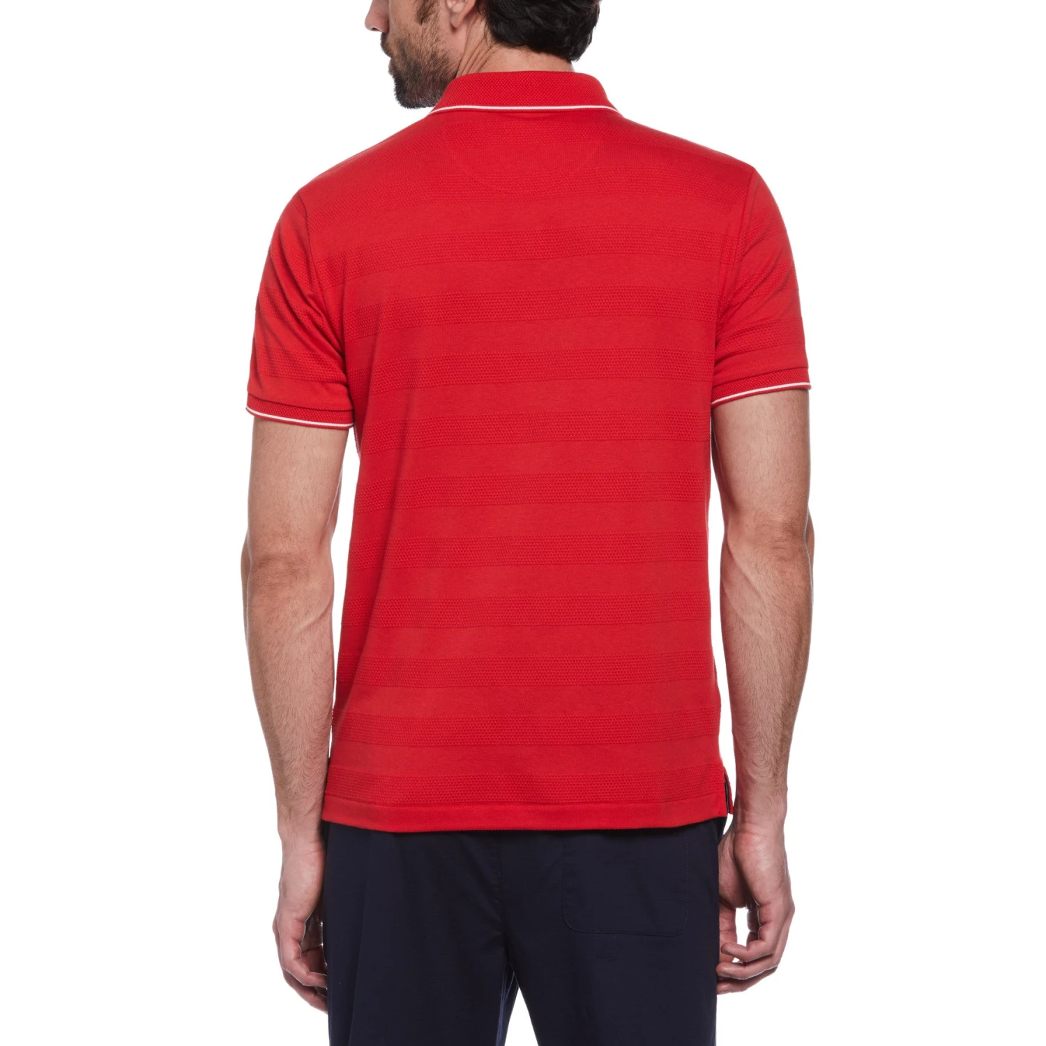 Original Penguin Jacquard Honeycomb Pattern Short Sleeve Polo Shirt In Salsa - Image 2