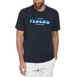 Original Penguin Jersey Graphic T-Shirt In Dark Sapphire