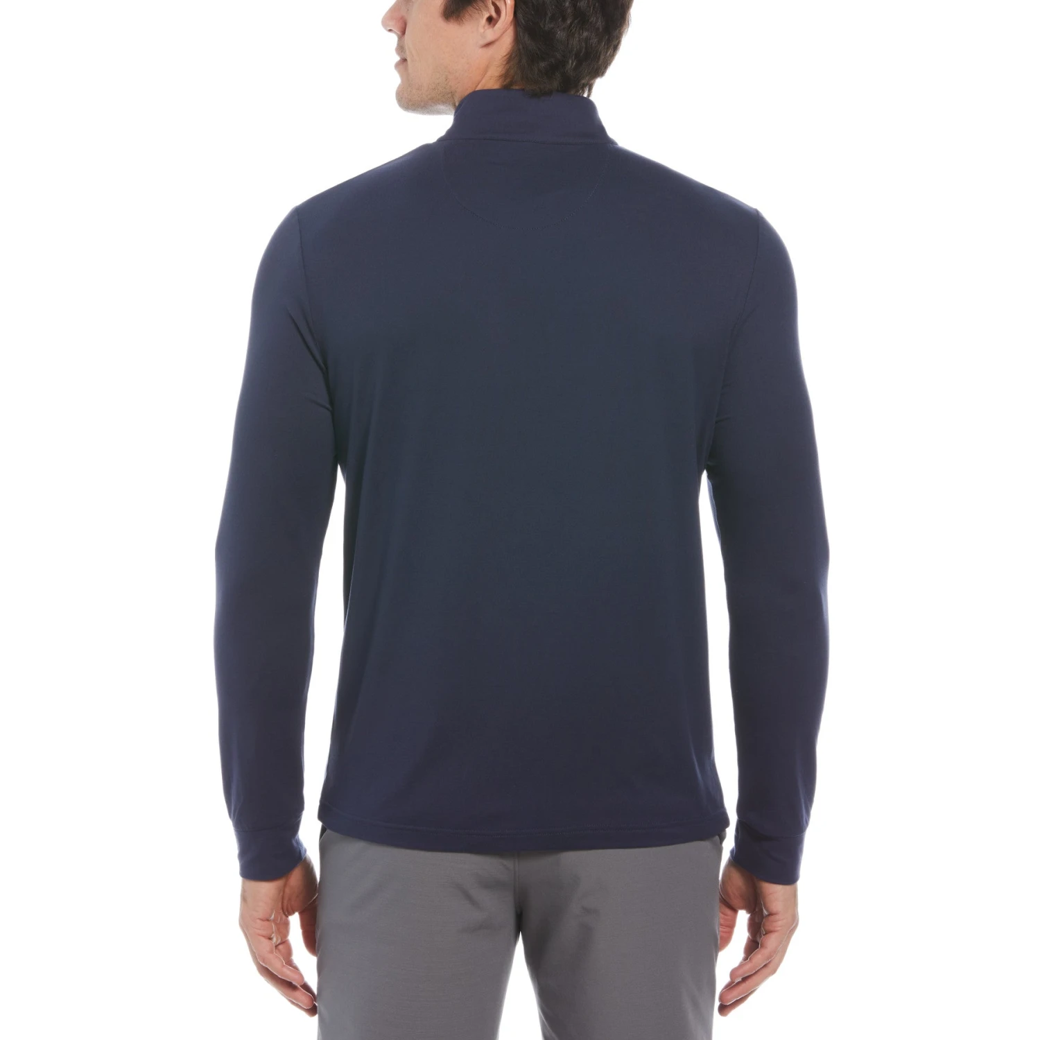 Original Penguin Colour Block 1/4 Zip Long Sleeve Golf Sweater In Black Iris - Image 4