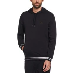Original Penguin Slim Fit Fleece Hoodie In True Black