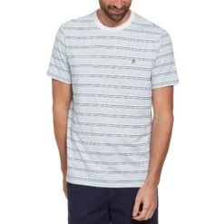 Original Penguin Coolmax® Blend Stripe T-Shirt In Bright White