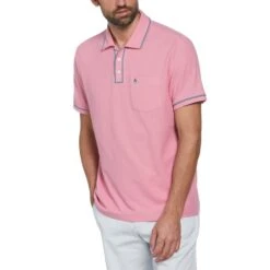 Original Penguin Organic Cotton The Earl Pique Short Sleeve Polo Shirt In Wild Rose