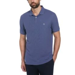 Original Penguin Sticker Pete Daddy Short Sleeve Polo Shirt In Blue Indigo