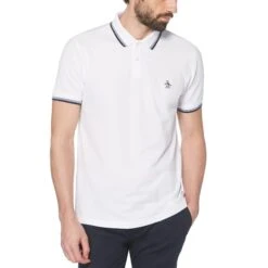 Original Penguin Sticker Pete Organic Cotton Polo Shirt In Bright White