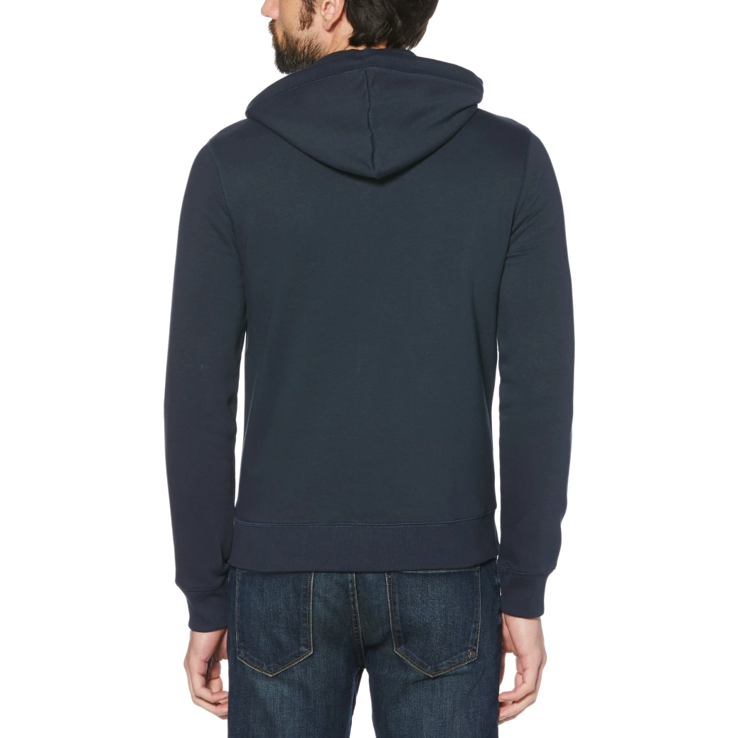 Original Penguin Sticker Pete Organic Cotton Fleece Full Zip Hoodie In Dark Sapphire - Image 3