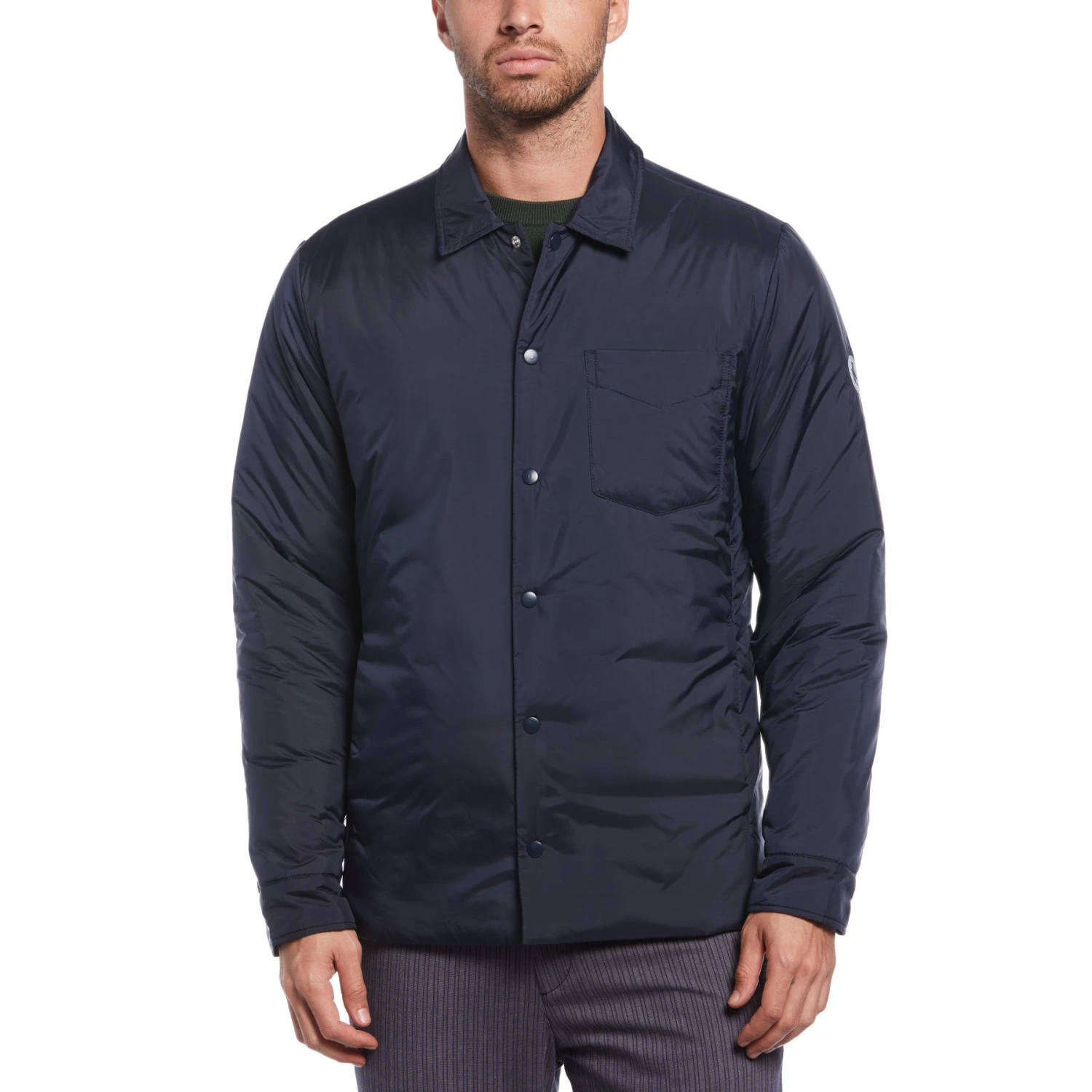 Original Penguin Premium Lightweight Shacket In Dark Sapphire - Image 3