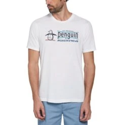 Original Penguin TV Pete Graphic Print T-Shirt In Bright White