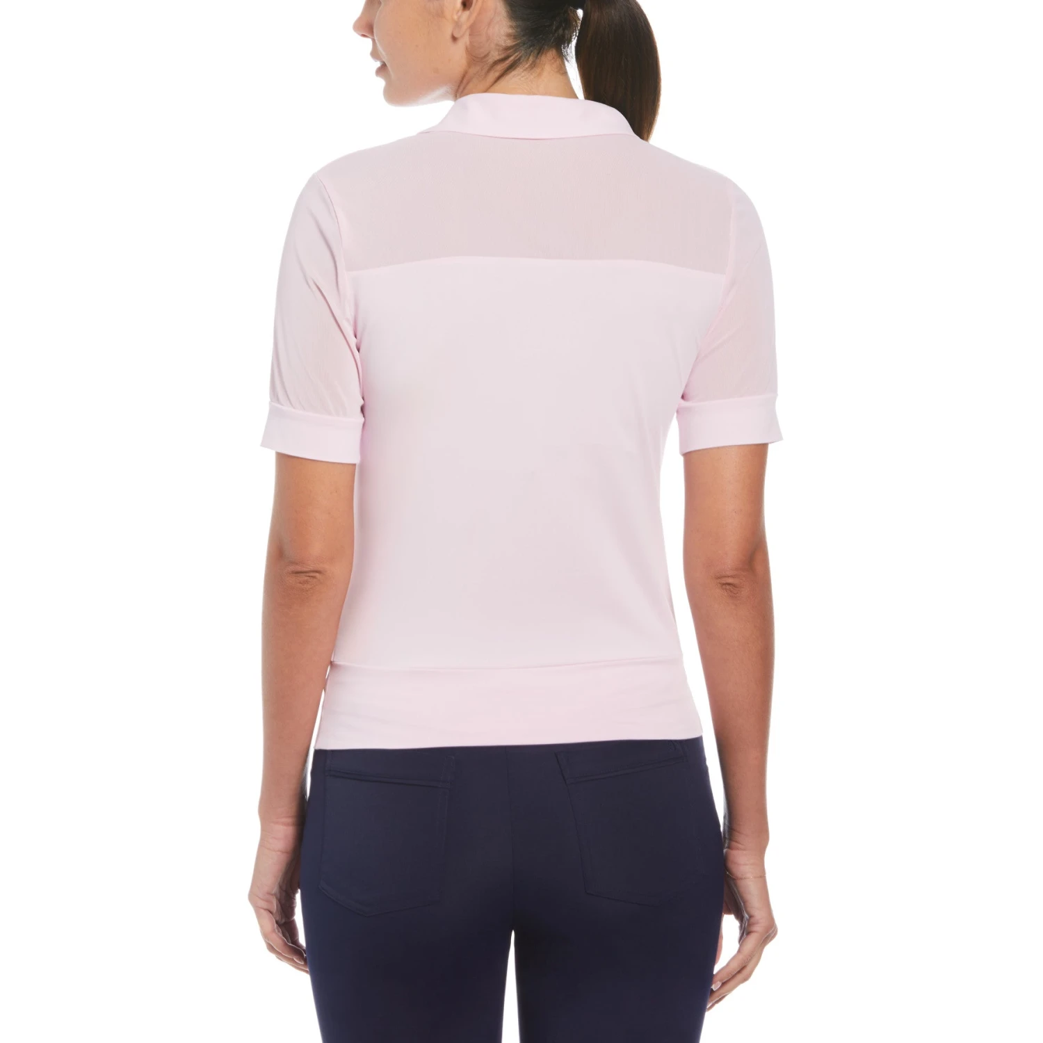 Original Penguin Women's Mesh Blocked Half Sleeve Golf Polo Shirt In Gelato Pink - Image 2
