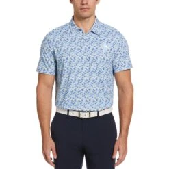 Original Penguin Umbrella Novelty Print Golf Polo Shirt In Aquarius