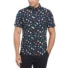 Original Penguin Ecovero Blend Floral Pete Print Short Sleeve Button-Down Shirt In Dark Sapphire