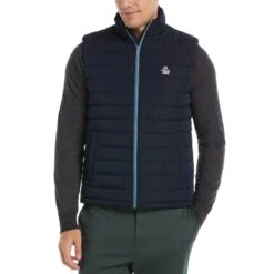 Original Penguin Lightweight Puffer Vest In Dark Sapphire