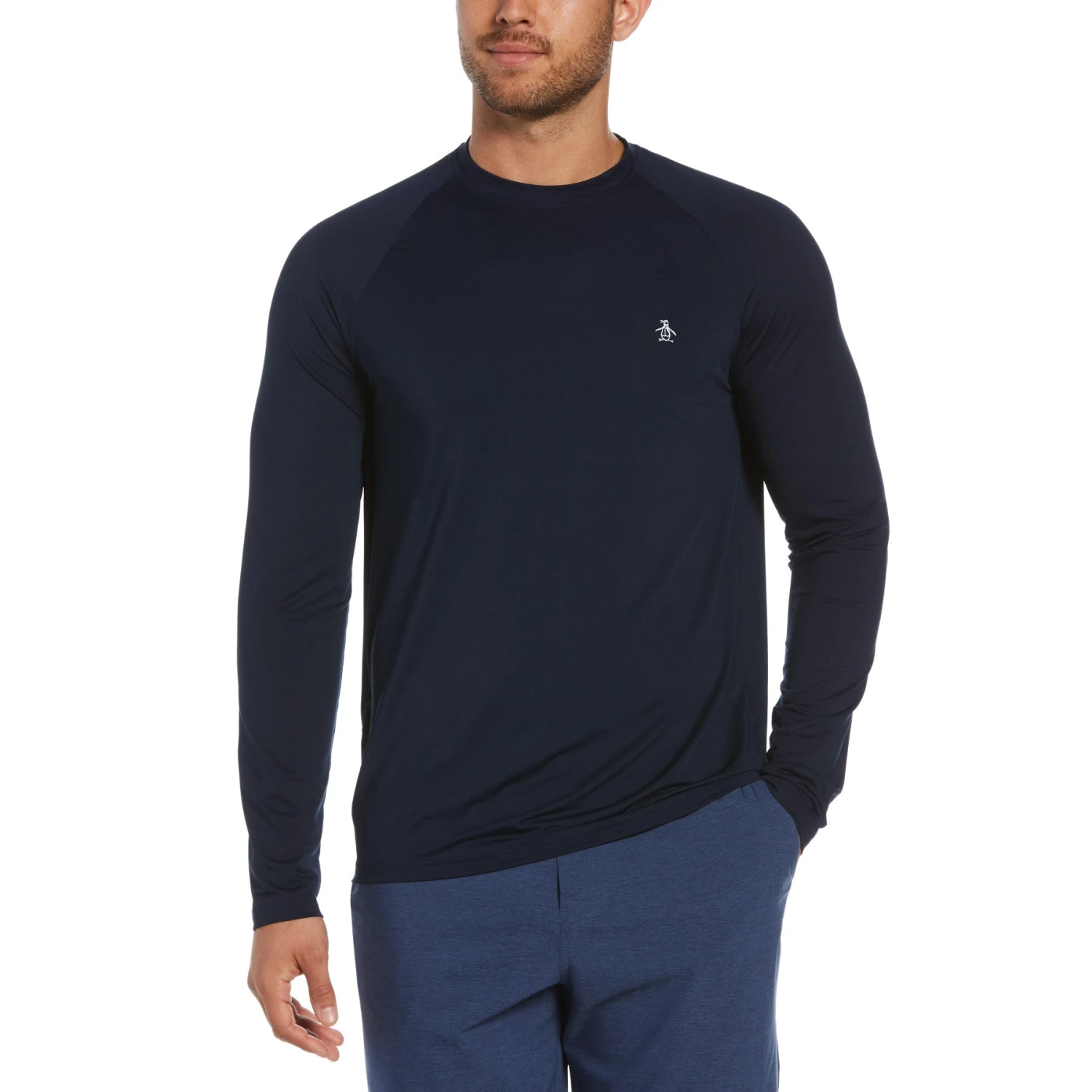 Original Penguin Raglan Performance Tennis T-Shirt In Black Iris