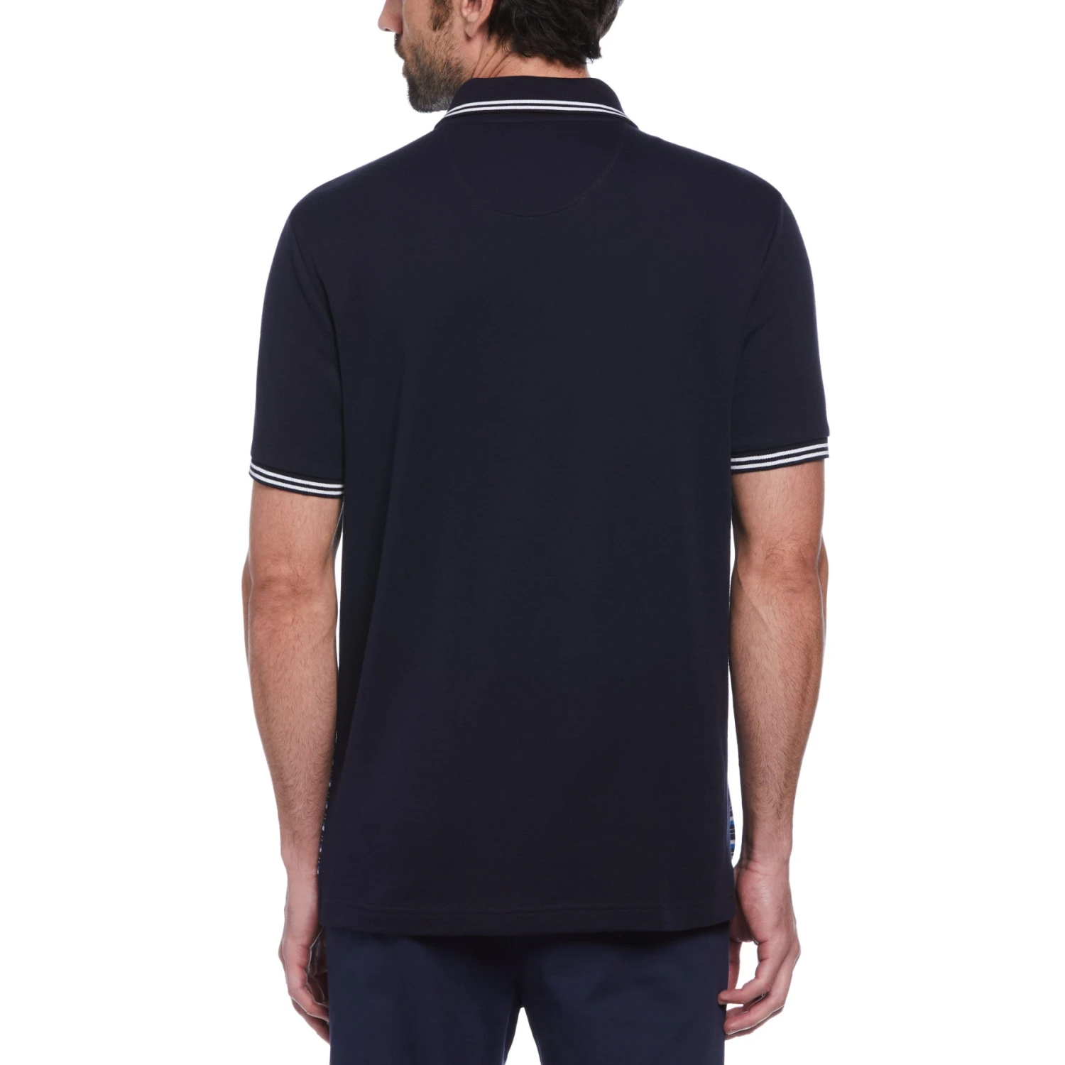 Original Penguin Jacquard Front Interlock Short Sleeve Polo Shirt In Dark Sapphire - Image 2