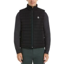 Original Penguin Lightweight Puffer Vest In True Black