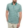 Original Penguin Jacquard Geometric Print 1/4 Zip Short Sleeve Polo Shirt In Antique Green
