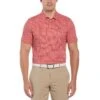 Original Penguin Original Geometric Print Short Sleeve Golf Polo Shirt In Poinsettia