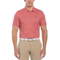 Original Penguin Original Geometric Print Short Sleeve Golf Polo Shirt In Poinsettia